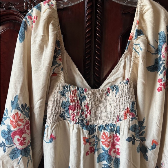 FRE PEOPLE FRANCESCA FLORAL LONG SLEEVE MINI DRESS SMALL - Picture 8 of 9